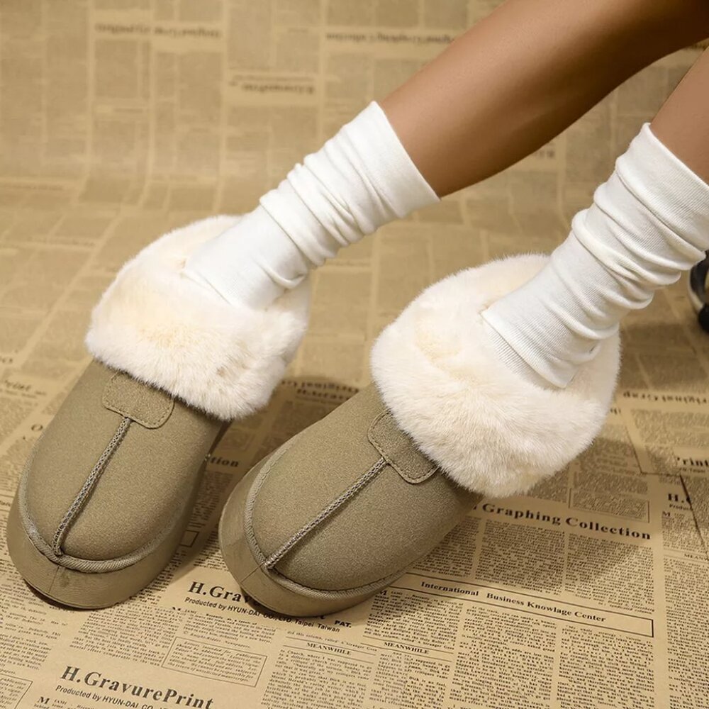 Fuzzy Platform Ankle Boots